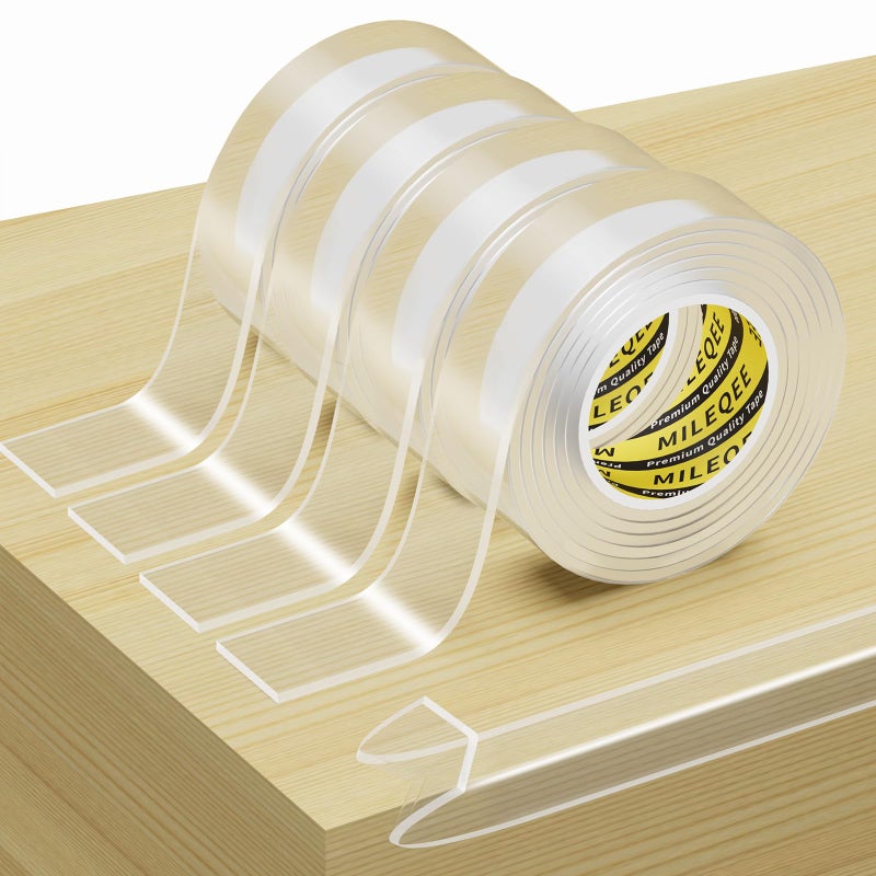MILEQEE 4Pack Clear Edge Protector Strip, 0.8in x 3.28FT(13.12FT Total), Sharp Edge Wrap Cover Tape, Self Adhesive Protective Bumper Guards for Cabinet Door Desk Glass Table Furniture, Kitchen Countertop - Image 1